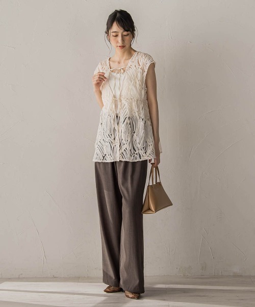 Droite lautreamont（ドロワットロートレアモン）の「チュールコード刺繍ビスチェ（シャツ/ブラウス・レディース・オフホワイト/ライトグレー/ブラック・M）」の22枚目の写真