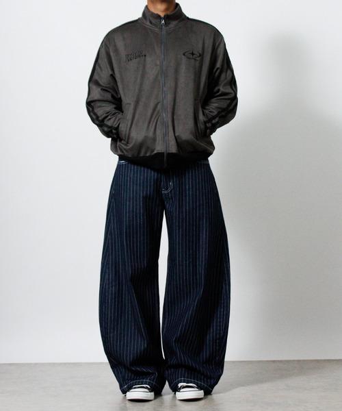 NYLAUS(ナイラス)の「【NYS】カットスエード トラックジャケット リブ配色 トラッカー ロゴ刺繍(その他アウター・メンズ・チャコール/ミント/グレー・L/M/S)」の19枚目の写真