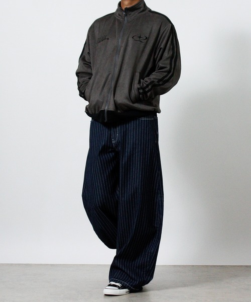 NYLAUS(ナイラス)の「【NYS】カットスエード トラックジャケット リブ配色 トラッカー ロゴ刺繍(その他アウター・メンズ・チャコール/ミント/グレー・L/M/S)」の21枚目の写真