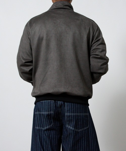 NYLAUS(ナイラス)の「【NYS】カットスエード トラックジャケット リブ配色 トラッカー ロゴ刺繍(その他アウター・メンズ・チャコール/ミント/グレー・L/M/S)」の17枚目の写真