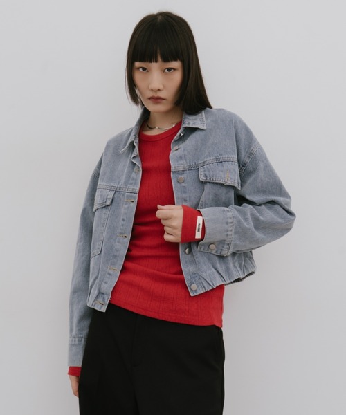 HANNE(アン)の「ヘムギャザーデニムジャケット(デニムジャケット・レディース・ブルー・FREE)」の3枚目の写真