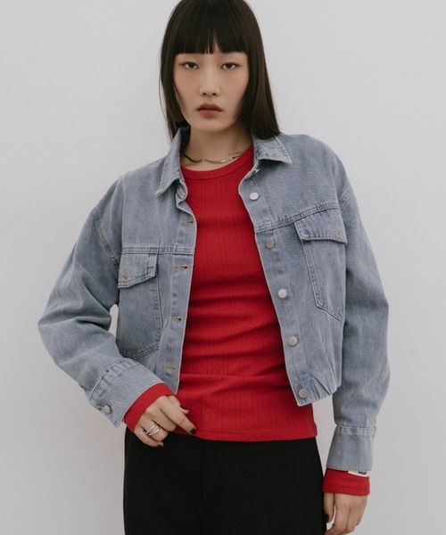 HANNE(アン)の「ヘムギャザーデニムジャケット(デニムジャケット・レディース・ブルー・FREE)」の7枚目の写真