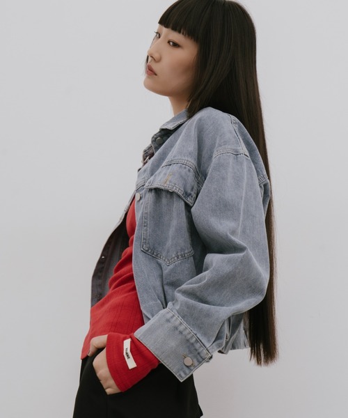 HANNE(アン)の「ヘムギャザーデニムジャケット(デニムジャケット・レディース・ブルー・FREE)」の8枚目の写真