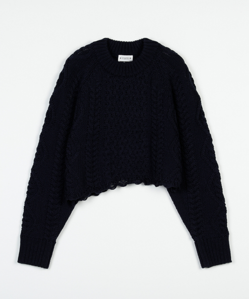 VLETI（ブレッティ）の「Damage Round Twisted Crop Knit (Navy)（ニット/セーター・レディース・ネイビー・FREE）」の2枚目の写真