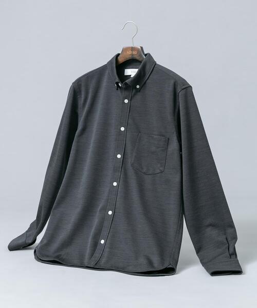 URBAN RESEARCH ROSSO MEN（アーバンリサーチロッソメン）の「『セットアップ対応/防シワ』 ウールジャージーボタンダウンシャツ（シャツ/ブラウス・メンズ・ブラック/ホワイト/グレー/ネイビー・SMALL/MEDIUM/LARGE/X-LARGE）」の4枚目の写真