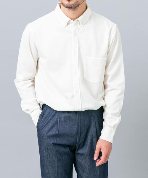 URBAN RESEARCH ROSSO MEN（アーバンリサーチロッソメン）の「『セットアップ対応/防シワ』 ウールジャージーボタンダウンシャツ（シャツ/ブラウス・メンズ・ブラック/ホワイト/グレー/ネイビー・SMALL/MEDIUM/LARGE/X-LARGE）」の5枚目の写真
