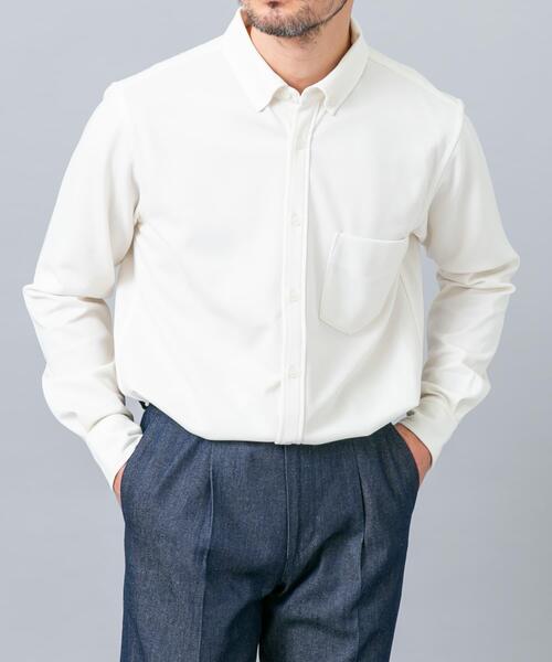 URBAN RESEARCH ROSSO MEN（アーバンリサーチロッソメン）の「『セットアップ対応/防シワ』 ウールジャージーボタンダウンシャツ（シャツ/ブラウス・メンズ・ブラック/ホワイト/グレー/ネイビー・SMALL/MEDIUM/LARGE/X-LARGE）」の6枚目の写真