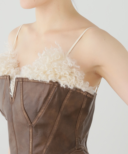 EDIT. FOR LULU(エディットフォールル)の「【YUHAN WANG/ユハン ワン】 faux fur eco leather corset(ベスト・レディース・ブラウン・FREE)」の8枚目の写真