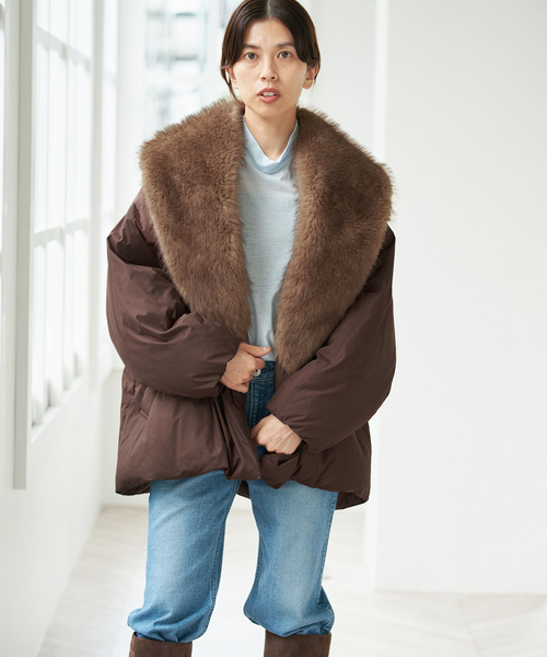 IENA(イエナ)の「ファーカラー撥水ダウンコート(ダウンジャケット/コート・レディース・ブラック/ブラウン・38/36)」の19枚目の写真