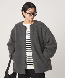 ［size SHORTあり］ボア ノーカラー ブルゾン