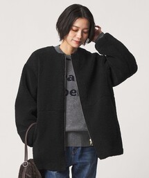 ［size SHORTあり］ボア ノーカラー ブルゾン
