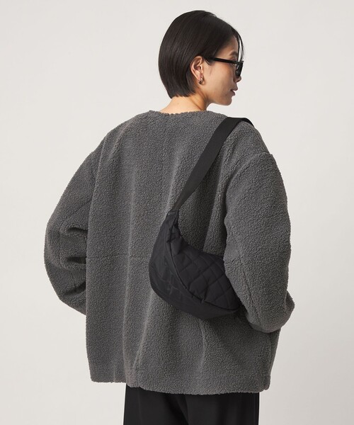 green label relaxing（グリーンレーベルリラクシング）の「［size SHORTあり］ボア ノーカラー ブルゾン（ブルゾン・レディース・オリーブ/ダークブラウン/グレー/モカ/ブラック/ナチュラル・SHORT/FREE）」の14枚目の写真