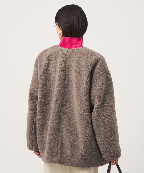 green label relaxing（グリーンレーベルリラクシング）の「［size SHORTあり］ボア ノーカラー ブルゾン（ブルゾン・レディース・オリーブ/ダークブラウン/グレー/モカ/ブラック/ナチュラル・SHORT/FREE）」の19枚目の写真