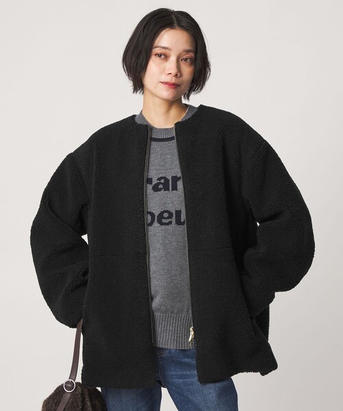 green label relaxing（グリーンレーベルリラクシング）の「［size SHORTあり］ボア ノーカラー ブルゾン（ブルゾン・レディース・オリーブ/ダークブラウン/グレー/モカ/ブラック/ナチュラル・SHORT/FREE）」の22枚目の写真