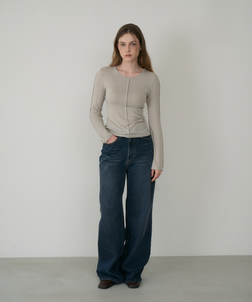 DEHEVE（デヘヴェ）の「Soft Layer Slim Long Sleeve [Beige]（Tシャツ/カットソー・レディース・Beige・OS）」の3枚目の写真