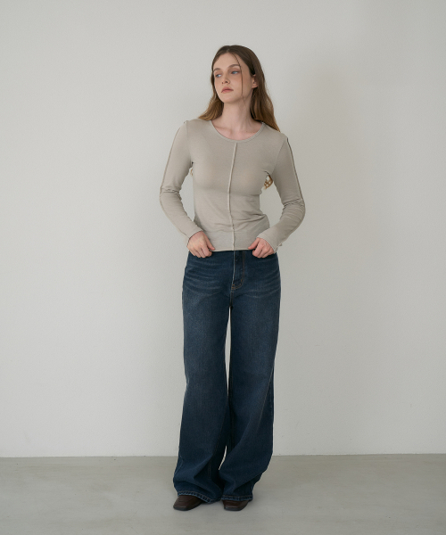 DEHEVE（デヘヴェ）の「Soft Layer Slim Long Sleeve [Beige]（Tシャツ/カットソー・レディース・Beige・OS）」の4枚目の写真