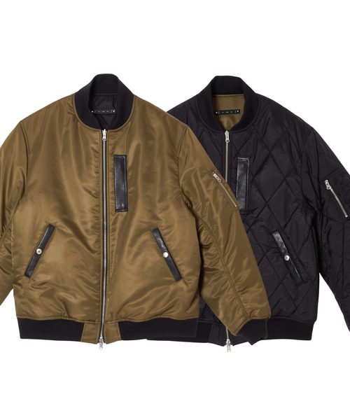 CRIMIE(クライミー)の「REVERSIBLE DIAMOND-QUILTED MA1 BOMBER JACKET(MA-1・メンズ・ブラック/カーキ・XL/L/M/S/XXL)」の2枚目の写真
