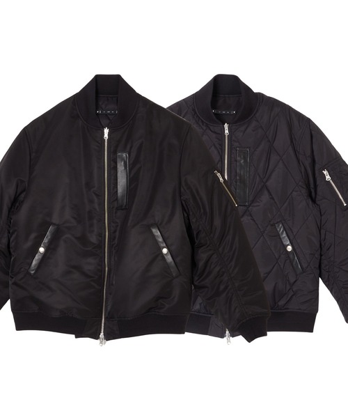 CRIMIE(クライミー)の「REVERSIBLE DIAMOND-QUILTED MA1 BOMBER JACKET(MA-1・メンズ・ブラック/カーキ・XL/L/M/S/XXL)」の1枚目の写真
