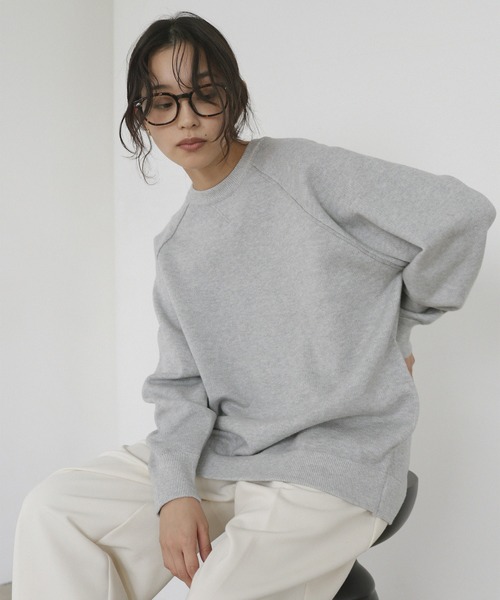 hellam home(へラムホーム)の「裏毛風ラグランプルオーバー(スウェット・レディース・ブラウン/オートミール/杢グレー/チャコール・FREE)」の7枚目の写真