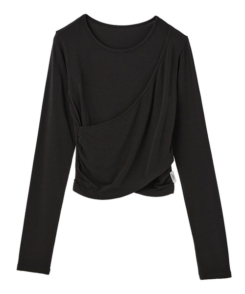 Julier Yoga and Relax(ジュリエヨガアンドリラックス)の「Julier ストレッチベア天竺カシュクールトップス(Tシャツ/カットソー・レディース・ピンク系その他/ホワイト/ブラック・FREE)」の3枚目の写真