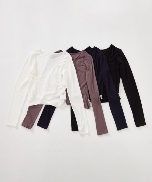 Julier Yoga and Relax(ジュリエヨガアンドリラックス)の「Julier ストレッチベア天竺カシュクールトップス(Tシャツ/カットソー・レディース・ピンク系その他/ホワイト/ブラック・FREE)」の20枚目の写真