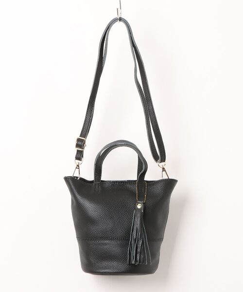 COOCO(クーコ)の「【SB】【cooco】シュリンクレザーバケツ型ミニ2WAYトートバッグ(トートバッグ・レディース・ダークブラウン/ブラック・FREE)」の1枚目の写真