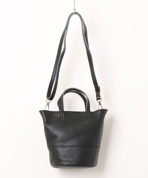COOCO(クーコ)の「【SB】【cooco】シュリンクレザーバケツ型ミニ2WAYトートバッグ(トートバッグ・レディース・ダークブラウン/ブラック・FREE)」の3枚目の写真