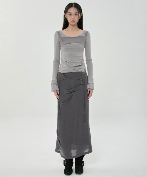 FLAREUP（フレアアップ）の「レイヤードスカルプテッドロングスリーブ (FL-196_Gray)（Tシャツ/カットソー・レディース・グレー・1/2）」の4枚目の写真