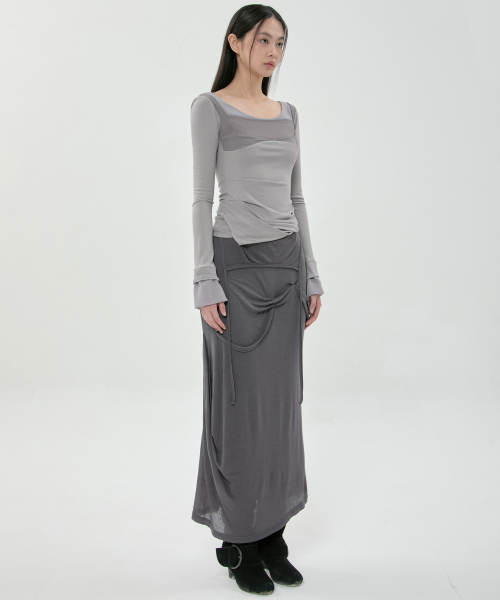 FLAREUP（フレアアップ）の「レイヤードスカルプテッドロングスリーブ (FL-196_Gray)（Tシャツ/カットソー・レディース・グレー・1/2）」の5枚目の写真
