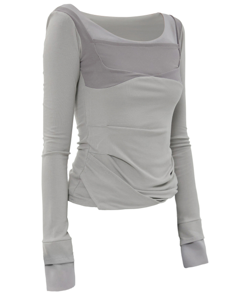 FLAREUP（フレアアップ）の「レイヤードスカルプテッドロングスリーブ (FL-196_Gray)（Tシャツ/カットソー・レディース・グレー・1/2）」の8枚目の写真