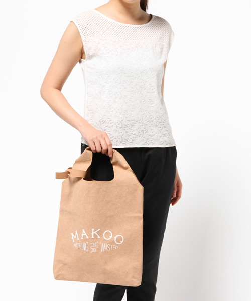 SHIPS Days（シップスデイズ）の「MAKOO: ロゴ リサイクル バッグ（エコバッグ/サブバッグ・ホワイト・ONE SIZE）」の4枚目の写真