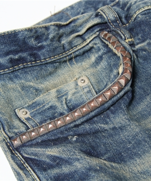 HYSTERIC GLAMOUR（ヒステリックグラマー）の「BR加工デニムストレートPT（デニムパンツ・メンズ・インディゴブルー・28inch/30inch/32inch/34inch）」の9枚目の写真