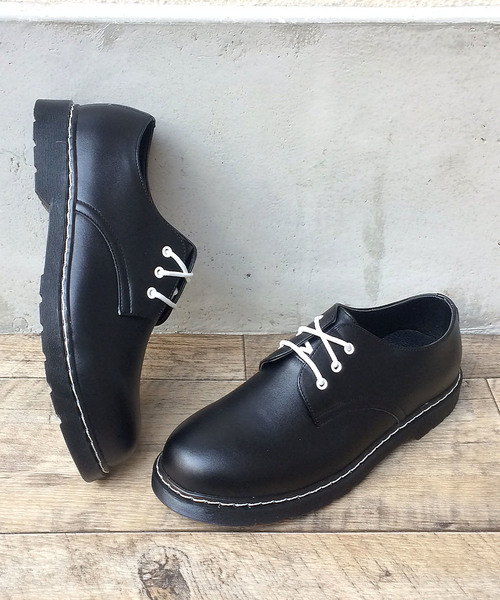 AAA+(サンエープラス)の「クリアソール、3ホールオックスフォードシューズ(ドレスシューズ)」|ブラック×ホワイト