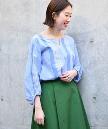 un dix cors | マルチストライプタックスリーブブラウス(シャツ/ブラウス)