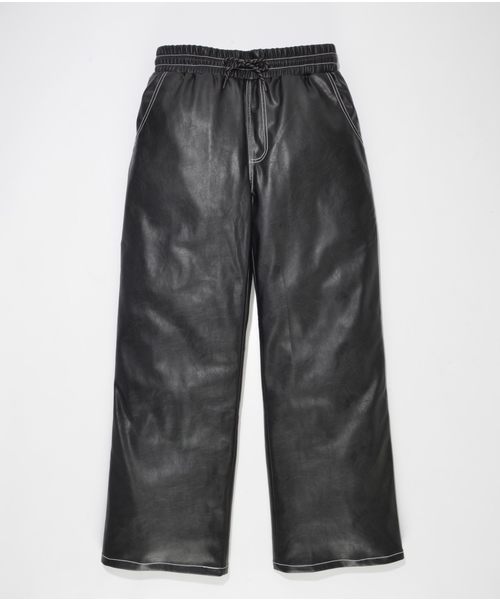 【中古】saby サバイ SUPER BIG PANTS WASHABLE LAMB SKIN フェイクレザーパンツ ベルト付き 2 M 黒 ブラック 中古】saby サバイ SUPER BIG PANTS WASHABLE LAMB SKIN フェイク