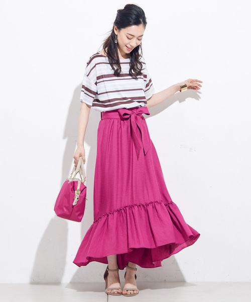 un dix cors（アンディコール）の「リネンラッフルスカート-（スカート・レディース・ブラック/パープル・ﾌﾘ-）」の2枚目の写真