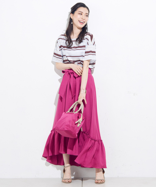 un dix cors（アンディコール）の「リネンラッフルスカート-（スカート・レディース・ブラック/パープル・ﾌﾘ-）」の9枚目の写真