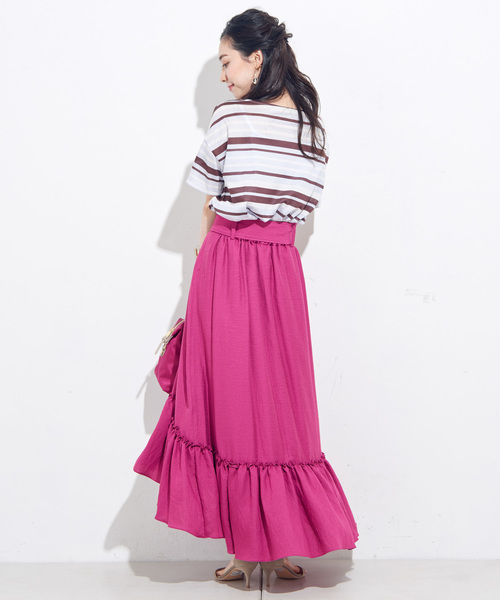 un dix cors（アンディコール）の「リネンラッフルスカート-（スカート・レディース・ブラック/パープル・ﾌﾘ-）」の5枚目の写真