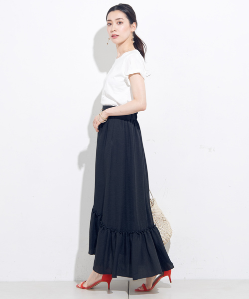 un dix cors（アンディコール）の「リネンラッフルスカート-（スカート・レディース・ブラック/パープル・ﾌﾘ-）」の8枚目の写真