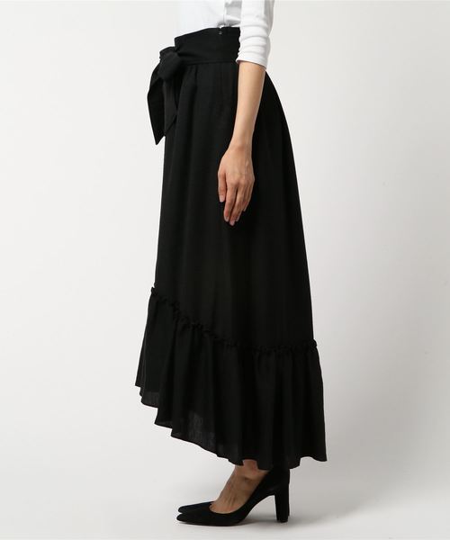 un dix cors（アンディコール）の「リネンラッフルスカート-（スカート・レディース・ブラック/パープル・ﾌﾘ-）」の4枚目の写真