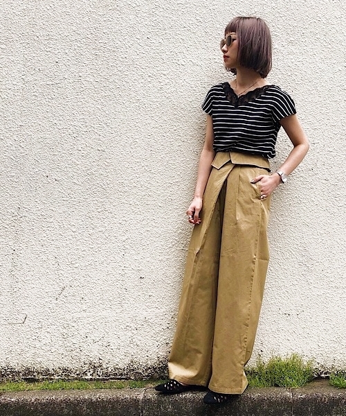 PAGEBOY（ページボーイ）の「2WAYチノワイドパンツ（チノパンツ・レディース・ブラック/ベージュ/カーキ・SMALL/MEDIUM）」の4枚目の写真