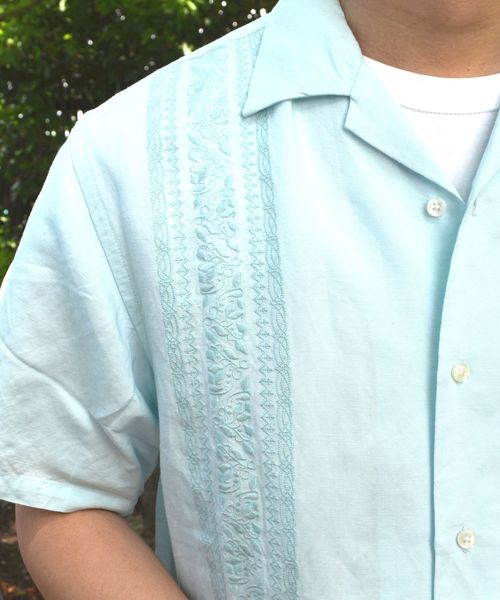 SHIPS(シップス)の「SU: リネンレーヨン キューバシャツ■(シャツ/ブラウス・メンズ・ネイビー/ライトブルー・SMALL/MEDIUM/LARGE)」の3枚目の写真