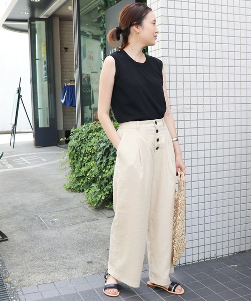 SLOBE IENA（スローブイエナ）の「リネンPEタックパンツ◆（その他パンツ・レディース・アイボリー/ネイビー/ブラウン・36/38/40）」の8枚目の写真