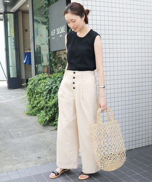 SLOBE IENA（スローブイエナ）の「リネンPEタックパンツ