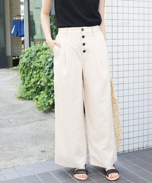 SLOBE IENA（スローブイエナ）の「リネンPEタックパンツ