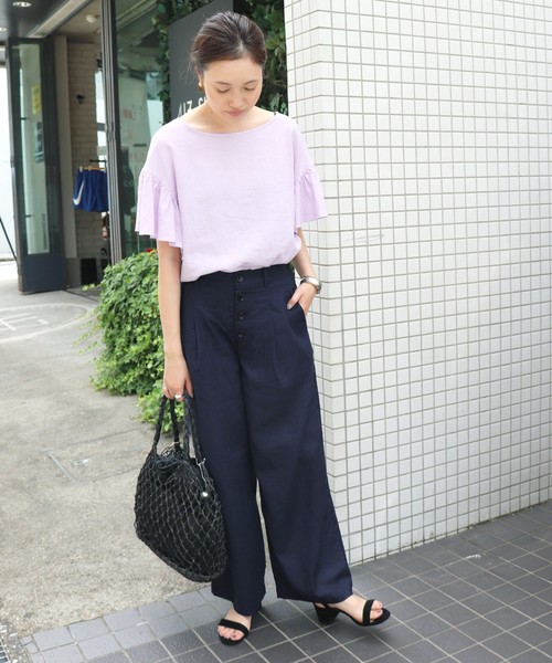 SLOBE IENA（スローブイエナ）の「リネンPEタックパンツ◆（その他パンツ・レディース・アイボリー/ネイビー/ブラウン・36/38/40）」の14枚目の写真