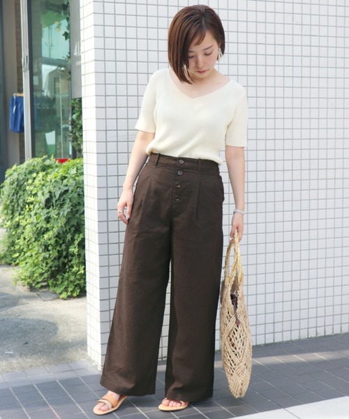 SLOBE IENA（スローブイエナ）の「リネンPEタックパンツ◆（その他パンツ・レディース・アイボリー/ネイビー/ブラウン・36/38/40）」の19枚目の写真