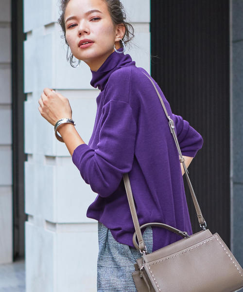 BEAUTY&YOUTH UNITED ARROWS（ビューティーアンドユースユナイテッドアローズ）の「BY∴ フルニードルタートルネックニット о（ニット/セーター・レディース・ブラック/オフホワイト/ライトグレー/パープル/ホワイト・FREE）」の5枚目の写真