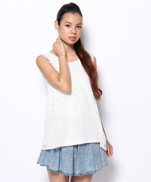 MAJESTIC LEGON(マジェスティックレゴン)の「ノースリレースPO(Tシャツ/カットソー・レディース・ブラック/オフホワイト/イエロー/アイボリー・FREE)」の1枚目の写真
