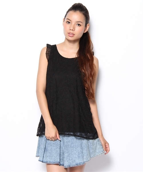 MAJESTIC LEGON(マジェスティックレゴン)の「ノースリレースPO(Tシャツ/カットソー・レディース・ブラック/オフホワイト/イエロー/アイボリー・FREE)」の3枚目の写真